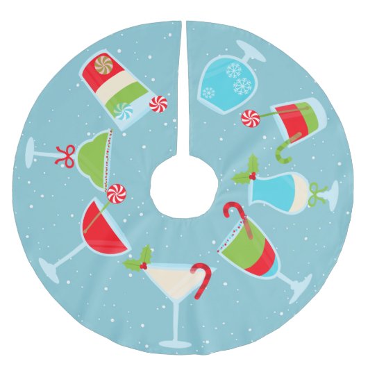 フェスティバルカクテルドリンクスクリスマスホリデイ ブラッシュドポリエステルツリースカート (正面)