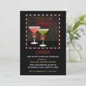 フェスティバルカクテルモダンレッドグリーンクリスマス 招待状 (スタンド正面)