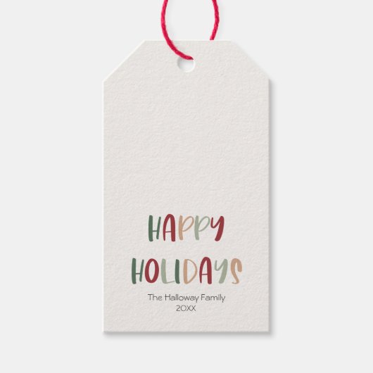 フェスティバルカジュアルカラフルハッピーホリデーズギフトラベル ギフトタグ (正面)