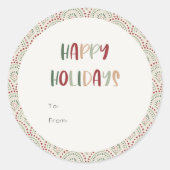 フェスティバルカジュアルカラフルハッピーホリデーズギフト ラウンドシール (正面)