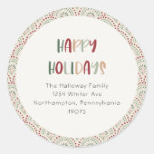 フェスティバルカジュアルハッピーホリデーズ封筒用シール ラウンドシール (正面)
