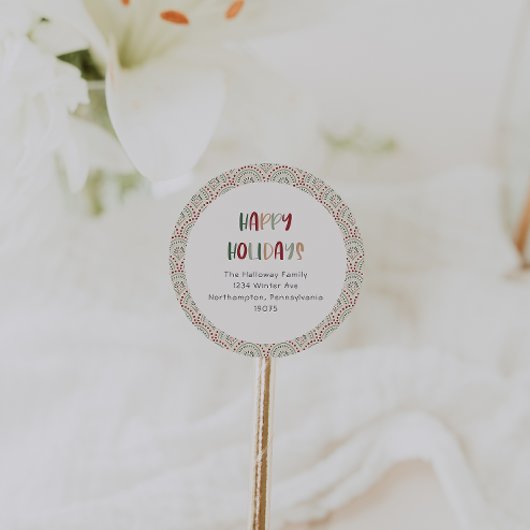 フェスティバルカジュアルハッピーホリデーズ封筒用シール ラウンドシール