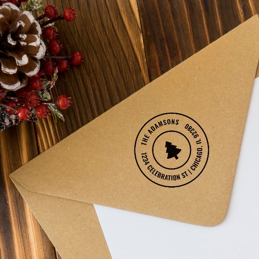 フェスティバルカスタムクリスマスツリーラウンドファミリーアドレス セルフインキングスタンプ