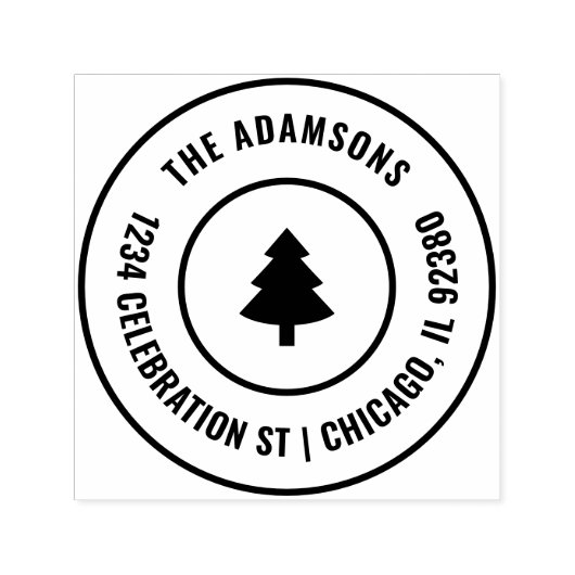 フェスティバルカスタムクリスマスツリーラウンドファミリーアドレス セルフインキングスタンプ (デザイン)