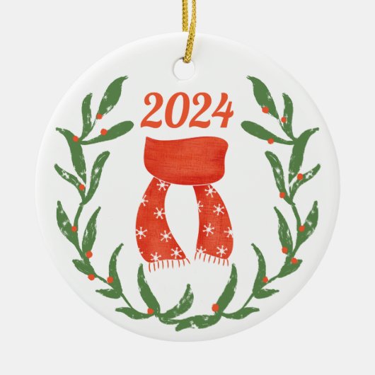 フェスティバルカスタムクリスマスファミリーフォトホリデー セラミックオーナメント (正面)