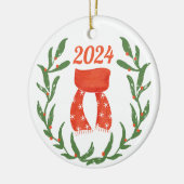 フェスティバルカスタムクリスマスファミリーフォトホリデー セラミックオーナメント (左)