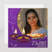 フェスティバルカスタムハッピーディワリ光パープルホワイト シーズンカード (正面/裏面)