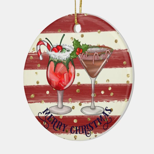 フェスティバルカスタムホリデードリンクスクリスマスオーナメント セラミックオーナメント (左)