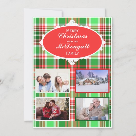 フェスティバルカスタムレッドグリーンクリスマスフォトカード シーズンカード (正面)
