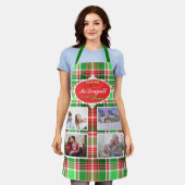 フェスティバルカスタムレッドグリーンクリスマスフォトホリデー エプロン (着用した状態)