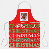 フェスティバルカスタムレッドグリーンクリスマスフォト エプロン (正面)