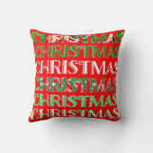 フェスティバルカスタムレッドグリーンクリスマスフォト クッション (裏面)