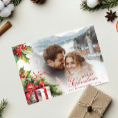 フェスティバルカスタム写真と家族の名前クリスマスカード 招待状