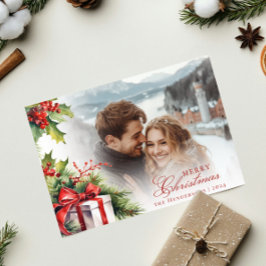 フェスティバルカスタム写真と家族の名前クリスマスカード 招待状