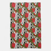 フェスティバルカッコいいAFスケルトンIn Santa Hat キッチンタオル (縦)