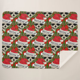 フェスティバルカッコいいAFスケルトンIn Santa Hat シェルパブランケット