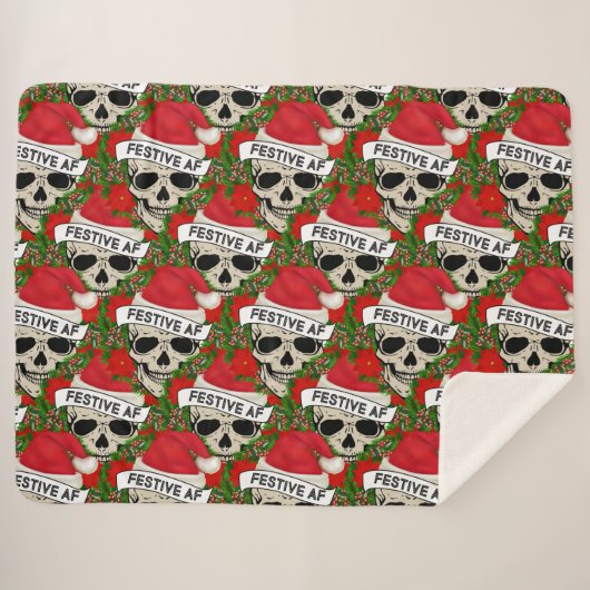 フェスティバルカッコいいAFスケルトンIn Santa Hat シェルパブランケット (正面(横))