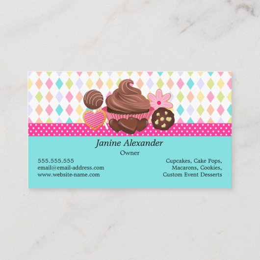 フェスティバルカップケーキポップクッキーデザート 名刺 (裏面)