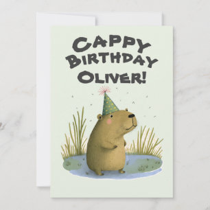 フェスティバルカピバラ誕生日ハットグリーティングカード シーズンカード