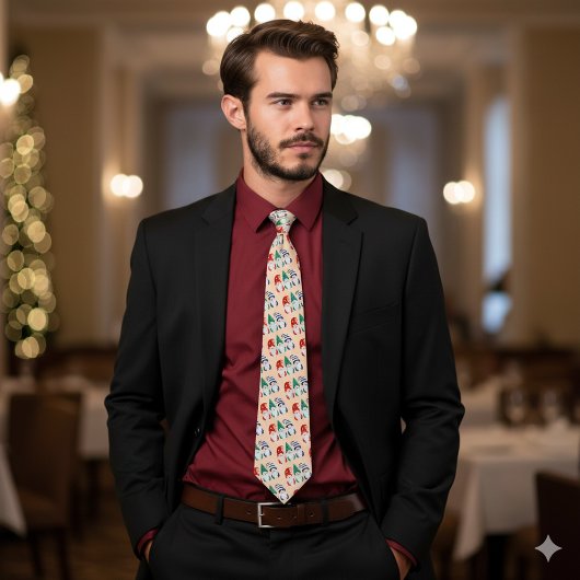 フェスティバルカラフルおもしろいクリスマス格言雪 ネクタイ