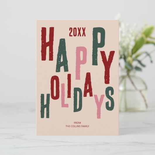 フェスティバルカラフルおもしろいハッピーホリデーズクリスマス シーズンカード (スタンド正面)