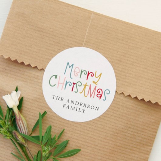 フェスティバルカラフルおもしろいメリークリスマスホリデー ラウンドシール