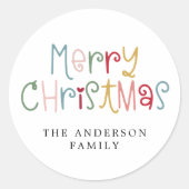フェスティバルカラフルおもしろいメリークリスマスホリデー ラウンドシール (正面)