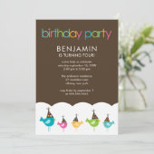 フェスティバルカラフルと鳥子供の誕生日パーティー 招待状 (スタンド正面)