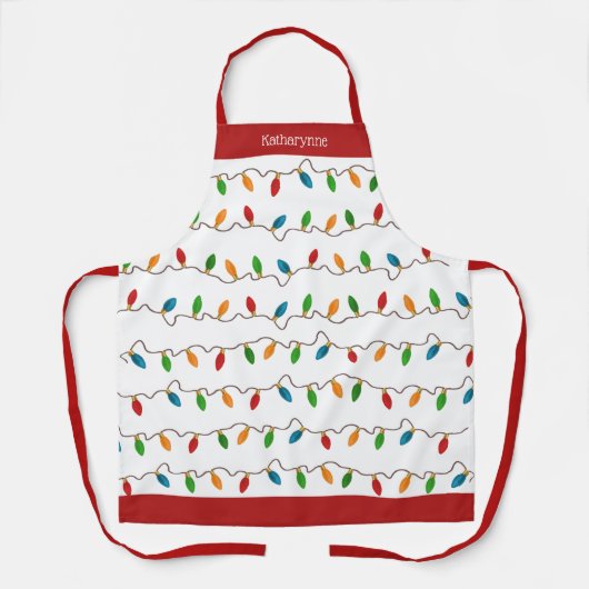 フェスティバルカラフルのクリスマスライトパーソナライズされた エプロン (正面)