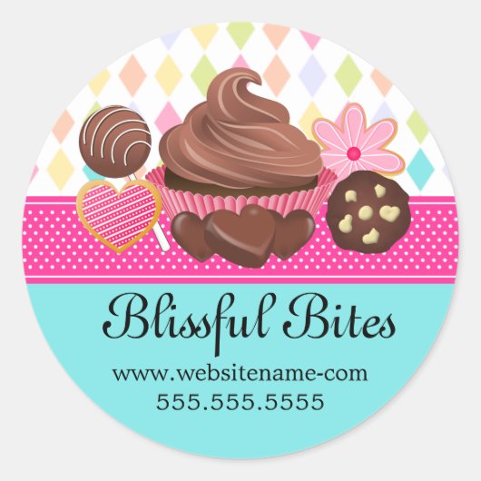 フェスティバルカラフルカップケーキケーキポップクッキーシール ラウンドシール (正面)