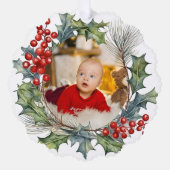 フェスティバルカラフルクリスマスウォーター色フォトリース オーナメントカード (正面)