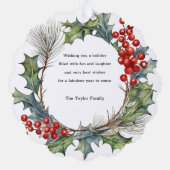 フェスティバルカラフルクリスマスウォーター色フォトリース オーナメントカード (裏面)