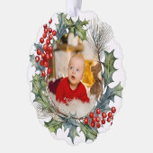 フェスティバルカラフルクリスマスウォーター色フォトリース オーナメントカード (左)