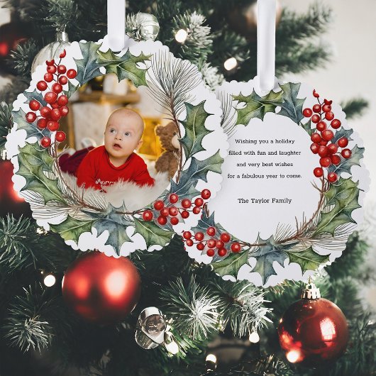 フェスティバルカラフルクリスマスウォーター色フォトリース オーナメントカード