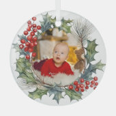 フェスティバルカラフルクリスマスウォーター色フォトリース ガラスオーナメント (正面)