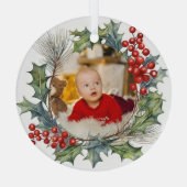 フェスティバルカラフルクリスマスウォーター色フォトリース ガラスオーナメント (裏面)