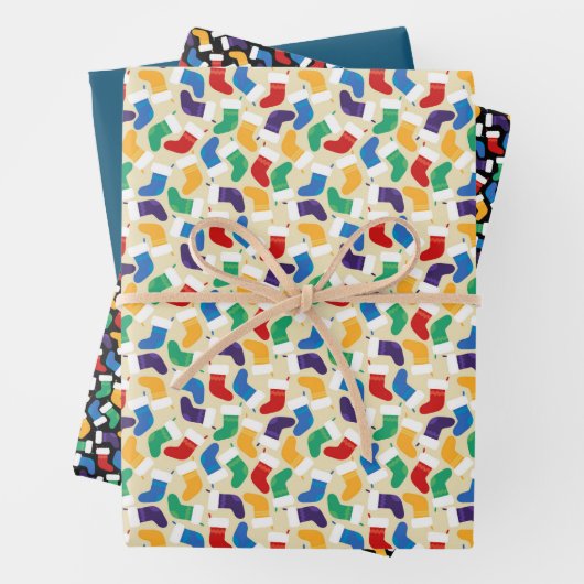 フェスティバルカラフルクリスマスストッキング調整 ラッピングペーパーシート (インサイチュ)