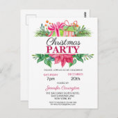 フェスティバルカラフルクリスマスパーティの招待状 ポストカード (正面/裏面)