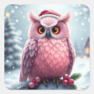 フェスティバルカラフルクリスマスフクロウのシール スクエアシール