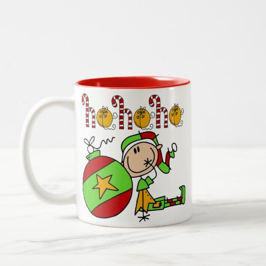 フェスティバルカラフルクリスマスホリデー小妖精や小人 ツートーンマグカップ (左)