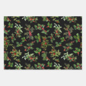 フェスティバルカラフルクリスマスホリーとプレイド ラッピングペーパーシート (正面3)