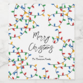 フェスティバルカラフルクリスマスライトパターンホリデー ワインラベル (シングルラベル)