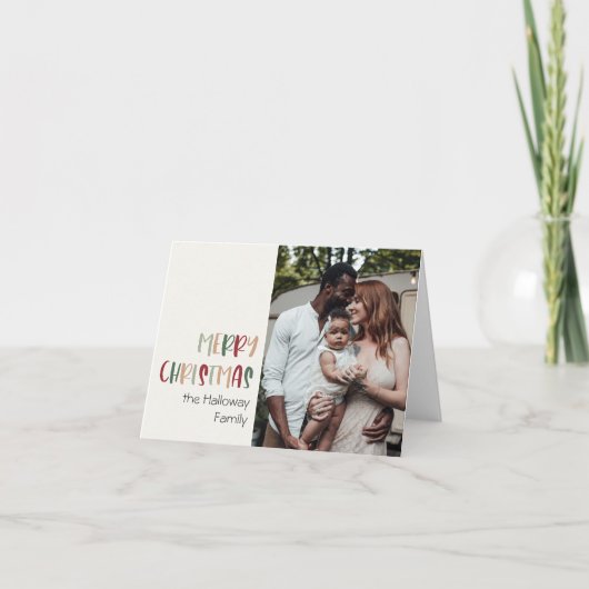 フェスティバルカラフルクリスマス折り曲げ独身の写真 シーズンカード (正面)