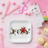 フェスティバルカラフルジョイw/Poinsettiasとベリー ペーパープレート (パーティー)