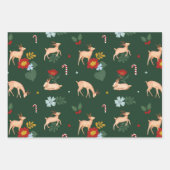 フェスティバルカラフルトナカイ花柄 ラッピングペーパーシート (正面3)