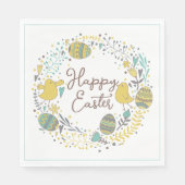 フェスティバルカラフルハッピーイースターチックス&リース スタンダードランチョンナプキン (正面)