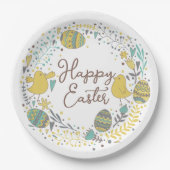 フェスティバルカラフルハッピーイースターチックス&リース ペーパープレート (正面)