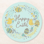 フェスティバルカラフルハッピーイースターチックス&リース ラウンドペーパーコースター (正面)
