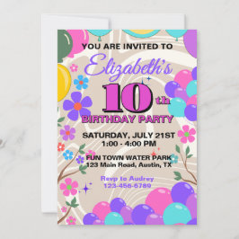 フェスティバルカラフルバルーン誕生日 招待状