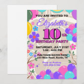 フェスティバルカラフルバルーン誕生日 招待状 (正面/裏面)